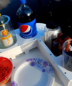 Docktail Butler Boat Table Caddy Organizer - Includes Rod Holder Mount | Portable Boat Table and Boat Bar, Marine Tables for Boats with Cup Holders, Boat Storage Accessories A - White 17 81bk1HSw4L