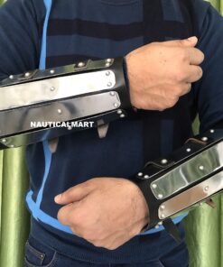 Alternative view of Medieval Splinted Plate Bracers Steel Arm Guard SCA LARP