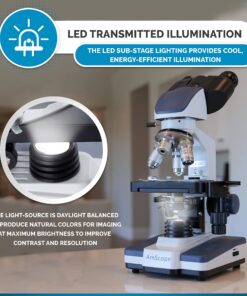 AmScope B120C-E1 40X-2500X LED Biological Binocular Compound Microscope with 3D Double Layer Mechanical Stage + 1.0 MP USB Digital Camera Imager 1.0 MP Camera 28 81bsxz r8mL