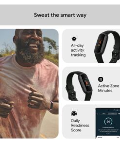 Fitbit Inspire 3 Health &-Fitness-Tracker with Stress Management, Workout Intensity, Sleep Tracking, 24/7 Heart Rate and more, Midnight Zen/Black One Size (S & L Bands Included) Black/Midnight Zen Tracker 18 81bt148pQUL