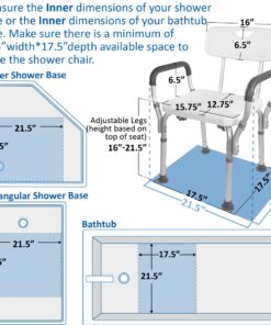 Vaunn Medical Shower Chair Bath Seat With Padded Arms, Removable Back and Adjustable Legs, Bathtub Safety and Support 30 81btJo5gGlL