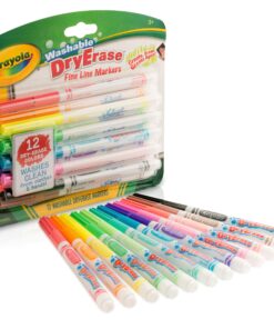 Crayola Washable Dry-Erase Fine Line Markers, 12 Classic Colors NonToxic Art Tools for Kids & Toddlers 3+ 20 81bwT06 HL 1