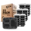 Freshware Meal Prep Containers [21 Pack] 3 Compartment with Lids, Food Storage Containers, Bento Box, BPA Free, Stackable, Microwave/Dishwasher/Freezer Safe (24 oz) 3-Compartment, 21-Pack, 24 ounce