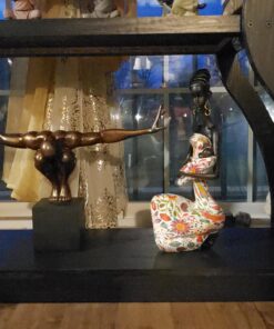 Statue African Figurine Sculpture Colorful Dress Holding Baby Lady Figurine Statue Home Decor Collectible Art 15.5" Inches Tall - Flower Dress Tropical Decorative Black Figurines 13 81c4gzHfkeL