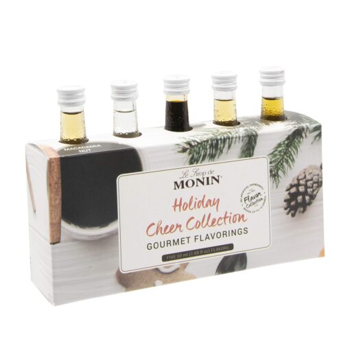 Monin - 5 Flavor Holiday Cheer Collection: Macadamia Nut, Peppermint, Dark Chocolate, Toasted Marshmallow, & Gingerbread, Natural Flavors, Great for All Drinks, Gluten-Free (1.7 oz per bottle) Holiday Collection