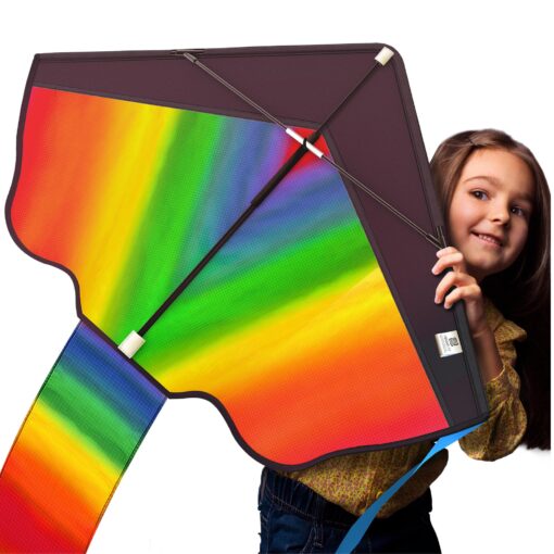 AGREATLIFE Rainbow Kite for Kids & Kites for Adults Easy to Fly, Kites for Kids Ages 4-8 Easy to Fly, Large Kites for Kids Ages 8-12, Kites for Toddlers Age 3-5, Beach Kite, Kids Kite for Beginner Classic Rainbow