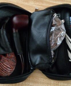 Scotte Luxury Tobacco Smoking Pipe Set,Leather Tobacco Pipe Pouch Wood Pipe Accessories(Redwood Scraper/Stand/Filter Element/Filter Ball/Small Bag/Box) (black) 47 81c8RFLOTYL