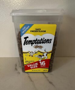 TEMPTATIONS Classic Crunchy and Soft Cat Treats Tasty Chicken Flavor, 16 oz. Tub 37 81c8TrwAQGL