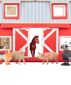 Melissa & Doug Fold and Go Wooden Barn With 7 Animal Play Figures - Farm Animals Portable Toys For Kids And Toddlers Ages 3+ Set 35 81c8bUW9qlL