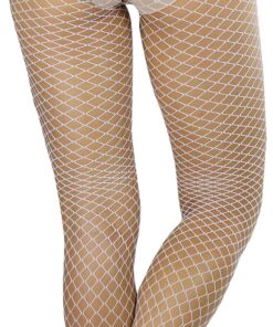 ToBeInStyle Women's Mini Diamond Net Novelty Pantyhose Fishnet Durable Tights - Regular & Plus One Size Plus White 10 81cAGaXU fL 1