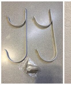 Gray Bunny Pool Pole Hanger, 2 Piece Nickel Gray Premium Aluminum Swimming Pool Accessories Hook Set, for Telescopic Poles, Skimmers, Leaf Rakes, Nets, Brushes, Vacuum Hose, Garden Tools 1 Pack (2 Hooks) 23 81cBajihv2L