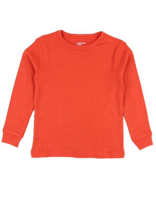 Leveret Long Sleeve Boys Girls Kids & Toddler T-Shirt 100% Cotton (2-14 Years) Variety of Colors 6 Years Orange