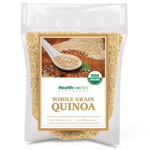 Healthworks Quinoa White Whole Grain Raw Organic (80 Ounces / 5 Pounds) | Protein, Fiber & Iron | Peruvian Origin | Rice & Pasta Substitute