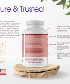 Iron Supplement for Women & Men, Natural Ferrous Chelate, Bisglycinate 25mg + Vitamin C, B6, B12, Folic Acid - Iron Pills for Anemia, Iron Deficiency & Energy Support - 120 Count 1 18 81cFH4O7WML 1