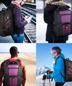 YOREPEK Travel Backpack, Extra Large 50L Laptop Backpacks for Men Women, Water Resistant College Backpack Airline Approved Business Work Bag with USB Charging Port Fits 17 Inch Computer, Purple 18 81cHhWadwnL