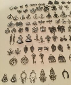 RUBYCA 160Pcs Assorted Mixed Silver Charms Pendants for Bracelets Jewelry Making Crafting Supplies, Tibetan Silver Color Charms, Just Like The Picture (Mix5) Mix 5 160 PCS 30 81cKAgFIKL