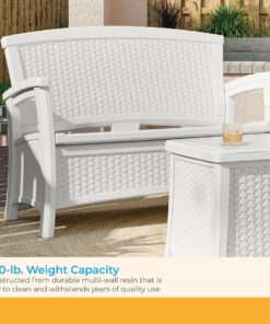 Suncast EMW8863250 Elements Loveseat with Storage-Lightweight, Resin, All-Weath, White 19 81cKJPWzOL