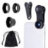 Universal 3 in 1 Cell Phone Camera Lens Kit for Smartphones Including - Fish Eye Lens / 2 in 1 Macro Lens & Wide Angle Lens/Universal Clip/Carry Pouch/Microfiber Cleaning Cloth Black 13 81cL ifdeDL