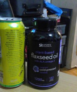 Sports Research Vegan Flaxseed Oil (1200mg) Herbal Supplement with Plant-Based ALA Omega 3 - Vegan Certified & Non-GMO Verified - Gluten, Soy & Carrageenan Free (180 Veggie Softgels) 24 81cM8VKnmhL
