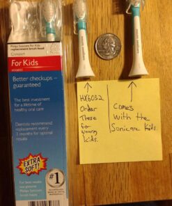 Philips Sonicare for Kids 3+ Genuine Replacement Toothbrush Heads, 2 Brush Heads, Turquoise and White, Compact, HX6032/94 Kids 3+ 45 81cOSjCDspL 1