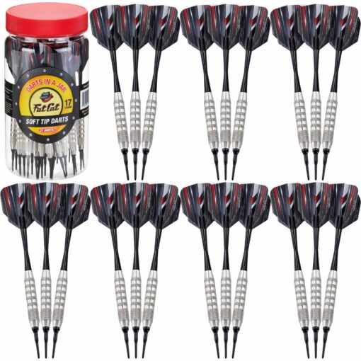 Fat Cat Darts in a Jar: Soft Tip Darts with Storage/Travel Container, 17 Grams (Pack of 21) Single Pack of 21 Darts