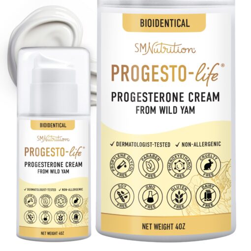 Progesterone Cream for Women 2000mg | Bioidentical From Wild Yam, Dermatologist-Tested | For Menopause & Menstrual Support | Micronized USP, Paraben-Free & Soy-Free Topical ProgestoLife (96 Servings) Progesterone Cream