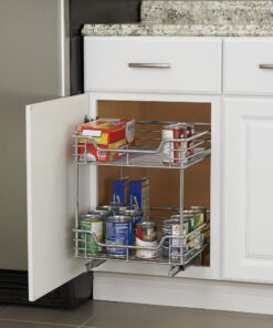 Household Essentials Glidez Multipurpose Chrome-Plated Steel Pull-Out/Slide-Out Storage Organizer for Under Cabinet Use - 2-Tier Design - Fits Standard Size Cabinet or Shelf, Chrome 14.25" - Standard 21 81cQtqZgqfL