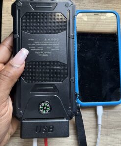 Power-Bank-Portable-Solar-Charger-30000mAh Battery Pack with Emergency LED Flashlight & 2x2.1A USB-A Output Ports Compatible with iPhone 14/13 Series, Samsung, and More, Perfect for Hiking, Camping Blue&Black 34 81cSsYg3adL
