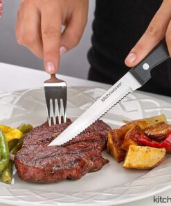 Knife Set With Wooden Block - 15 Piece Set Includes Chef Knife, Bread Knife, Carving Knife, Utility Knife, Paring Knife, Steak Knife, Boning Knife, Scissors And Knife Sharpener. - By Kitch N’ Wares 33 81cTPO7QPEL