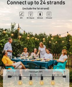 Brightown Outdoor String Lights - Globe Patio Lights 30 Ft with 30 G40 Shatterproof Bulbs, Waterproof Connectable Dimmable Commercial Hanging Lights for Backyard, Bistro, Porch, Cafe, Deck 30 FT - 30 LED Bulbs 24 81cTt3q3dEL