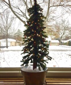 Vickerman 4' Natural Alpine Artificial Christmas Tree - Pre lit Alpine Tree with 337 PVC Tips and 100 Clear Lights- Rustic Artificial Tree for Seasonal Indoor Home Decor -Tree Stand Included 4' Green 17 81cU1NNPdDL