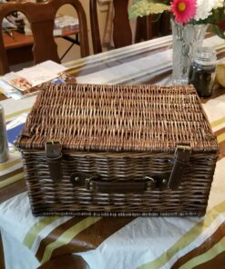 Wicker Picnic Basket for 2 with Waterproof Picnic Blanket, Picnic Set for 2 with Sand-Proof Beach Mat,Willow Hamper Service Gift Set for Camping and Outdoor Party Best Gift 15.4" For 2 48 81cUdbYxOxL