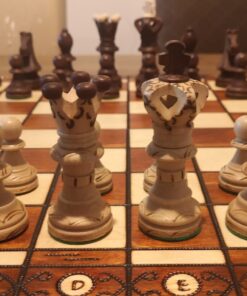 Wegiel Handmade European Ambassador Chess Set - Wooden 21 Inch Beech & Birch Board with Felt Base - Carved Hornbeam & Sycamore Wood Chess Pieces Ambassador - Brown 88 81cVz6fgNKL
