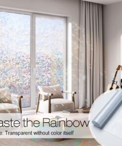 Alternative view of rabbitgoo Window Privacy Film, Rainbow Window Clings, 3D Decorative Window Vinyl, Stained Glass Window Decals, Static Cling Window Sticker Non-Adhesive, 11.8 x 78.7 inches 11.8'' x 78.7''