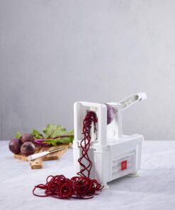 Paderno World Cuisine 4-Blade Folding Vegetable Slicer / Spiralizer Pro, Counter-Mounted and includes 4 Different Stainless Steel Blades Folding 4-Blade White 41 81cXZslxacL