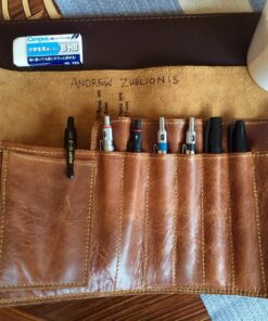 Rustic Genuine Leather Pencil Roll - Pen and Pencil Case - Dark Brown 59 81cYrFDr1L