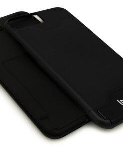 iPhone 7 Plus Case, Bastex Hybrid Slim Fit Black Rubber Silicone Cover Hard Plastic Black Brushed Metal Design Kickstand Case with Hidden Credit Card Slot for Apple iPhone 7 Plus 24 81cZS6B2KUL