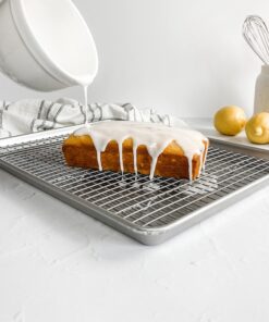 USA Pan Bakeware Half Sheet Baking Pan and Bakeable Nonstick and Cooling Rack Set, Metal Half Sheet Pan & Rack Set 24 81cdqhHY1S