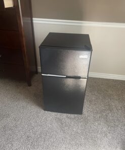 Midea WHD-113FB1 Double Door Mini Fridge with Freezer for Bedroom Office or Dorm with Adjustable Remove Glass Shelves Compact Refrigerator, 3.1 cu ft, Black 58 81ceHCo397L