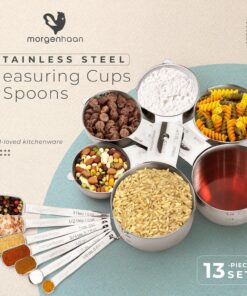 Alternative view of Stainless Steel Measuring Cups & Spoons Set - Heavy Duty, Stackable 13-Piece Set - Dry Foods, Liquids, Dishwasher-safe - Professional Metal Kitchen Utensils By Morgenhaan 13-Piece Baker's Bliss Kit
