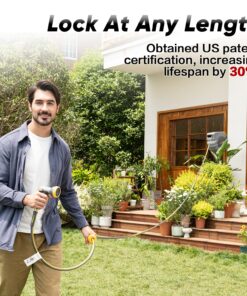 GLAHODEN Retractable Garden Hose Reel, 5/8in x 65ft+6ft Slow Return System Water Hose Reel, Patented Design for Any Length Lock Increase Flow Rate By 20% 2 Year Anti-fading Hose Reel Wall Mount 5/8" 65FT 20 81cegcLcWPL