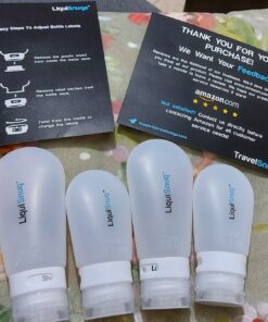 LiquiSnugs Premium - 100% Guaranteed Leak Proof Silicone Travel Bottles For Toiletries - TSA Approved Container. Premium Range Travel Shampoo Bottles with Suction Cups and Adjustable Labels 36 81cgKAM6VKL