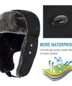 mysuntown Winter Hats for Women Men 2023, 22-24″ Winter Hat Hunting Trapper Hat Ushanka Ear Flap Chin Strap w/Windproof Mask Large Black 49 81cgcmtjODL