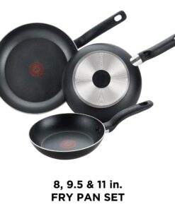 Alternative view of T-fal Specialty Nonstick Fry Pan Set 3 Piece, 8, 9.5, 11 Inch Oven Safe 350F Cookware, Pots and Pans, Dishwasher Safe Black 3-Piece