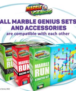 Marble Genius Marble Run (130 Complete Pieces) Maze Track or Board Games for Kids 8-12, for Adults, Teens, and Toddlers, (80 Translucent Marbulous Pieces + 50 Glass-Marble Set), Starter Set 2.) Starter Set - 130 Complete Pieces 25 81cjayvzWcL