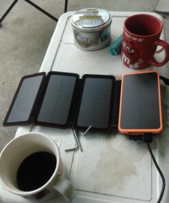 FEELLE Solar Charger Power Bank - 25000mAh Portable Phone Charger 3A Fast Charging External Battery Pack with 4 Solar Panels for Phone Outdoor Camping Orange Yellow 59 81ckPgcPoNL