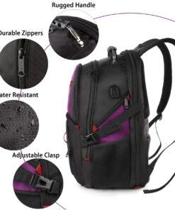 YOREPEK Travel Backpack, Extra Large 50L Laptop Backpacks for Men Women, Water Resistant College Backpack Airline Approved Business Work Bag with USB Charging Port Fits 17 Inch Computer, Purple 14 81cmUDm9qkL