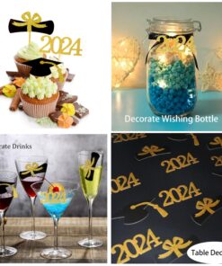 YuBoBo 2024 Graduation Cupcake Toppers, 48 PCS Food/Appetizer Picks For Graduation Party Mini Cake Decorations, Diploma, 2024, Grad Cap Set 48 Pieces (Gold) Gold 26 81cmiJ7qyL