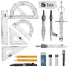 Mr. Pen Geometry Set with 6 Inch Swing Arm Protractor, Divider, Set Squares, Ruler, Compasses and Protractor, 15 Piece Set 11 81cns7irBpL