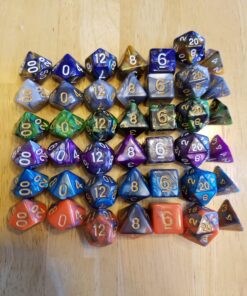 SmartDealsPro 6 x 7 Sets(42 Pieces) Double Colors Polyhedral Dice Set with Pouches for Dungeons and Dragons DND RPG MTG Table Games D4 D6 D8 D10 D12 D20 (6-Colors Set 2) Color 1 42 81cp3ypBJL